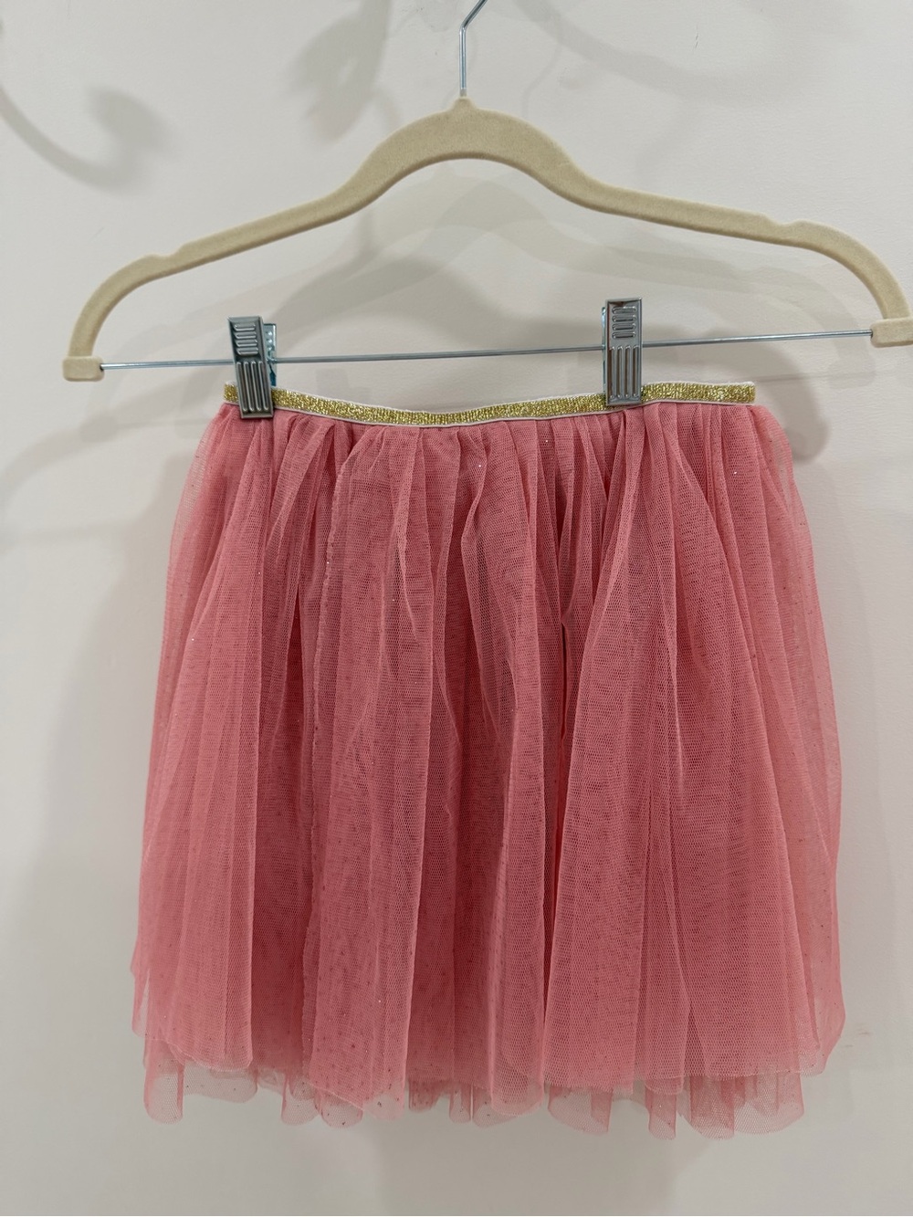 Girls  Pink Tulle Skirt with Gold Waistband